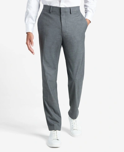 Reaction Kenneth Cole Premium Stretch Twill Slim Fit Flex Waistband Flat Front Dress Pant In Med. Grey