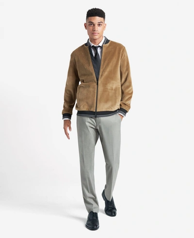 Reaction Kenneth Cole Premium Stretch Twill Slim Fit Flex Waistband Flat Front Dress Pant In Lt. Grey