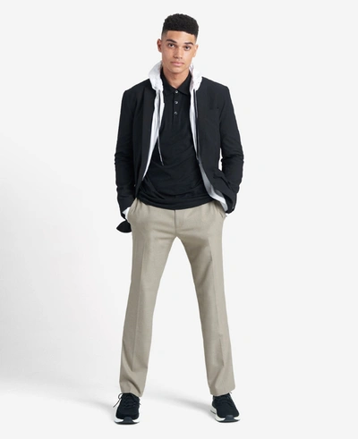 Reaction Kenneth Cole Premium Stretch Twill Slim Fit Flex Waistband Flat Front Dress Pant In Oatmeal