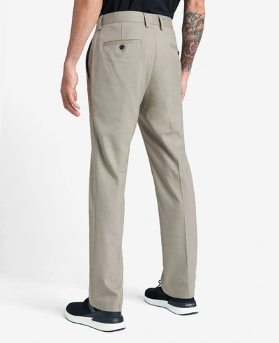 Reaction Kenneth Cole Premium Stretch Twill Slim Fit Flex Waistband Flat Front Dress Pant In Oatmeal