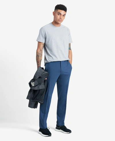 Reaction Kenneth Cole Premium Stretch Twill Slim Fit Flex Waistband Flat Front Dress Pant In Chambray