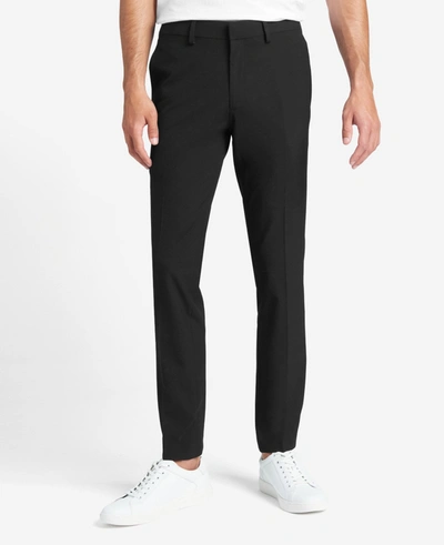 Reaction Kenneth Cole Stretch Solid Skinny Fit Flex Waistband Flat Front Dress Pant In Black