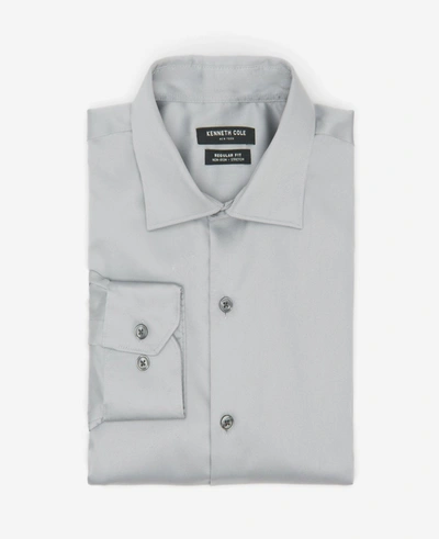 Kenneth Cole Regular-fit Button-down Stretch Dress Shirt With Tek Fit In Flint