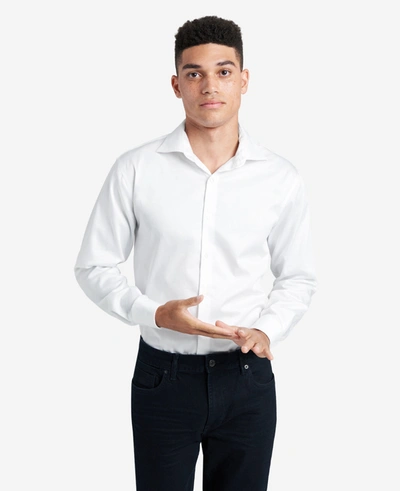 Shop Kenneth Cole Regular-fit Button-down Stretch Dress Shirt With Tek Fit In White
