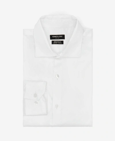 Shop Kenneth Cole Regular-fit Button-down Stretch Dress Shirt With Tek Fit In White