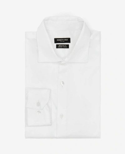 Kenneth Cole Regular-fit Button-down Stretch Dress Shirt With Tek Fit In White