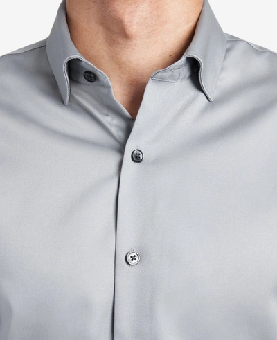 Kenneth Cole Regular-fit Button-down Stretch Dress Shirt With Tek Fit In Flint