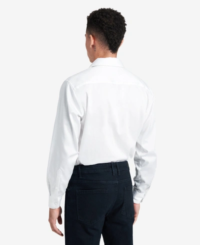 Kenneth Cole Regular-fit Button-down Stretch Dress Shirt With Tek Fit In White