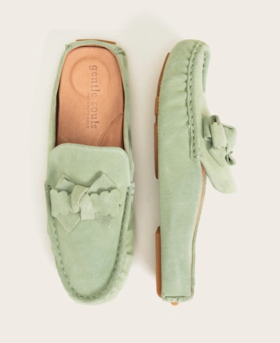 Gentle Souls Mina Bow Detail Driver Mule In Basil