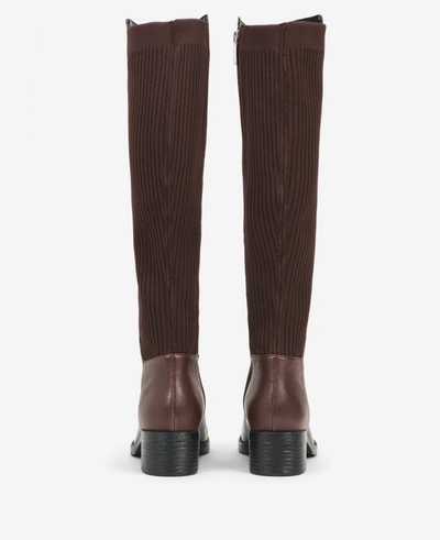 Shop Kenneth Cole Levon Leather & Rib Knit Knee Boot In Chocolate