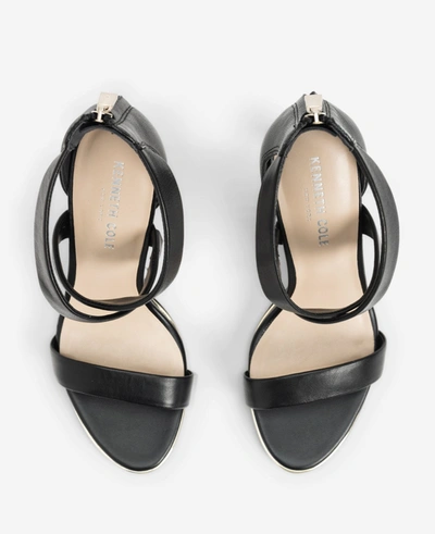 Kenneth Cole Brooke Cross Strap Heeled Sandal In Black