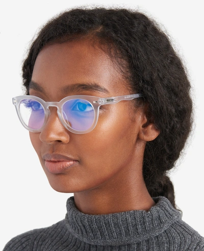 Shop Reaction Kenneth Cole Round Unisex Blue Light Glasses In Crystal