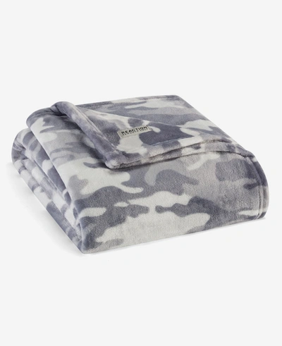 Shop Kenneth Cole Blend Out Ultra Soft Plush Fleece Throw Blanket In Open Medium Grey