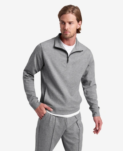 Kenneth Cole Quarter-zip Mock Knit Jacket In Gargoyle Heather