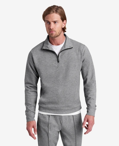 Kenneth Cole Quarter-zip Mock Knit Jacket In Gargoyle Heather