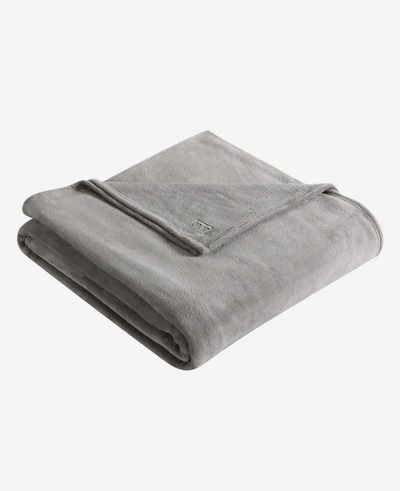 Shop Kenneth Cole Solid Ultra Soft Plush Blanket In Smoke