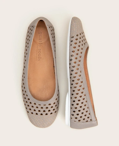 Gentle Souls Eugene Travel Packable Woven Ballet Flat In Dark Grey