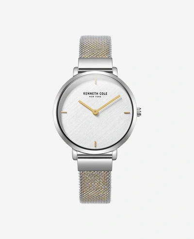 Shop Kenneth Cole Slim Water Resistant Mesh Stainless Steel Bracelet Watch In Tt Silver,gold