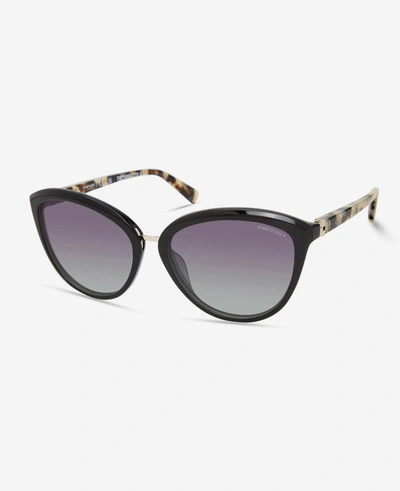 Shop Kenneth Cole Bio-acetate Cat Eye Sunglasses In Black