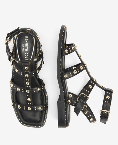 Shop Kenneth Cole Ruby Studded Gladiator Flat Sandal In Black
