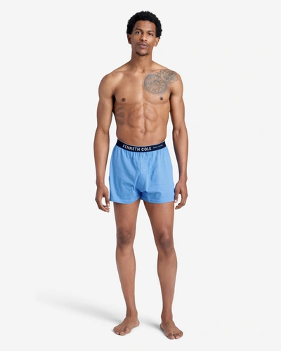 Shop Kenneth Cole Cotton Stretch Sleepwear Boxer Shorts 3-pack In Blue