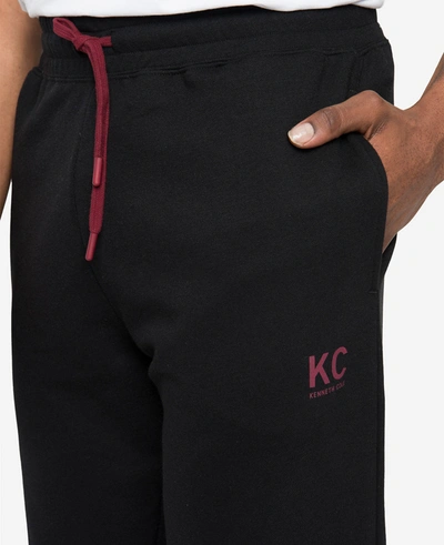 Shop Kenneth Cole Logo-embroidered French Terry Jogger In Black
