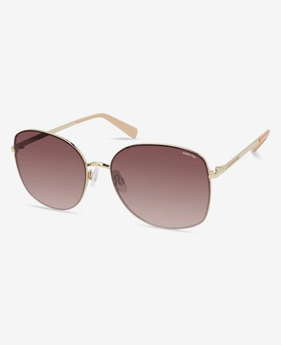 Shop Kenneth Cole Metal Round Sunglasses In Gold