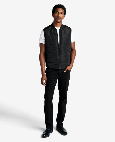Kenneth Cole Quilted Faux Suede Reversible Vest In Black