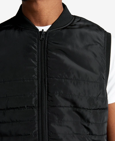 Kenneth Cole Quilted Faux Suede Reversible Vest In Black