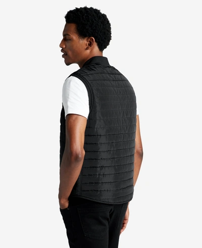 Kenneth Cole Quilted Faux Suede Reversible Vest In Black