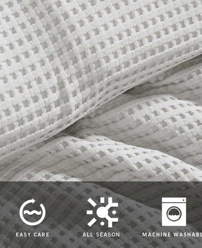 Kenneth Cole Reversible Grey Solid Waffle Comforter Set