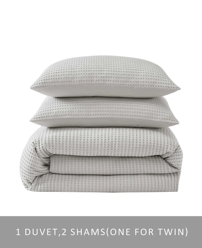 Kenneth Cole Reversible Grey Solid Waffle Comforter Set
