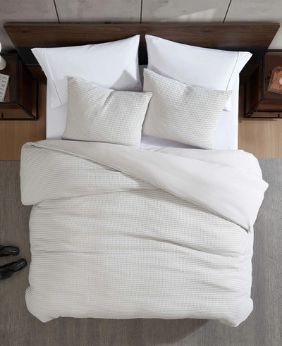 Kenneth Cole Reversible Grey Solid Waffle Comforter Set