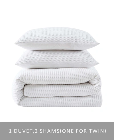 Kenneth Cole Reversible White Solid Waffle Comforter Set