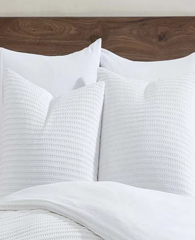 Kenneth Cole Reversible Solid White Waffle Duvet Cover Set