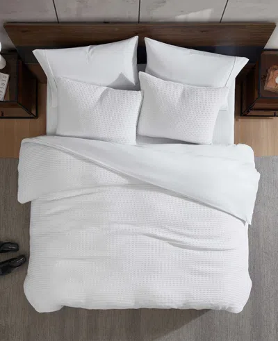 Shop Kenneth Cole Reversible Solid White Waffle Duvet Cover Set