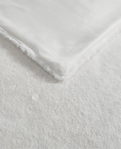 Kenneth Cole White Faux Fur Solid Throw Blanket