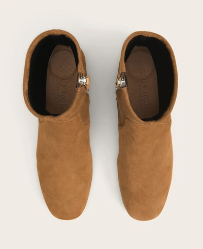 Gentle Souls Ella Leather Stretch Bootie In Cognac