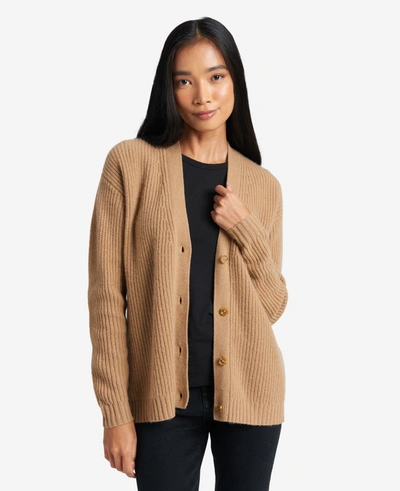 Shop Kenneth Cole Site Exclusive! Cashmere Ribbed-knit Cardigan In Camel