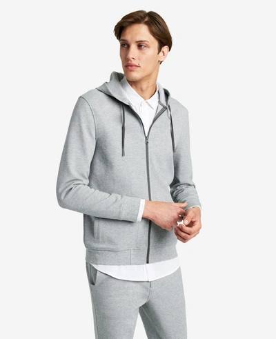 Shop Kenneth Cole Knit Flex Zip Hoodie In Grey