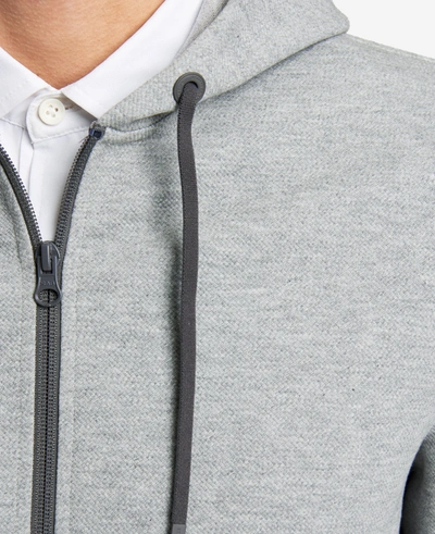 Shop Kenneth Cole Knit Flex Zip Hoodie In Grey