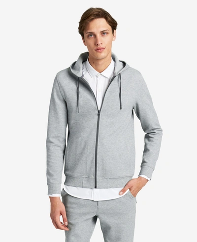 Shop Kenneth Cole Knit Flex Zip Hoodie In Grey