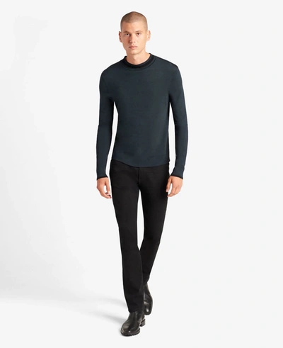 Shop Kenneth Cole Striped Collar Pullover Knit In Black