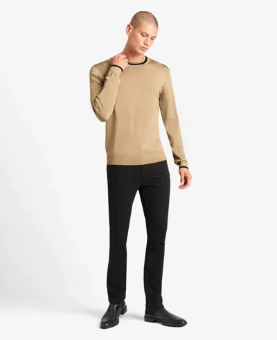 Kenneth Cole Striped Collar Pullover Knit In Light Brown