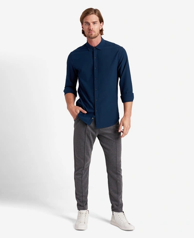 Shop Kenneth Cole Stretch Solid Button-down Shirt In Navy