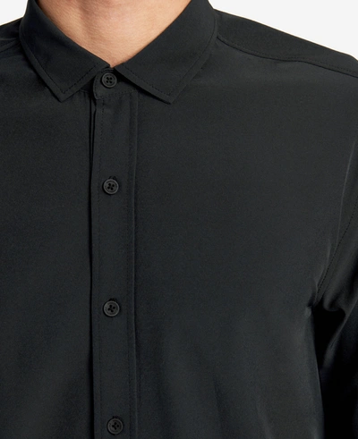 Shop Kenneth Cole Stretch Solid Button-down Shirt In Black