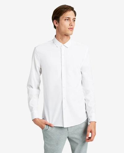 Kenneth Cole Stretch Solid Button-down Shirt In White