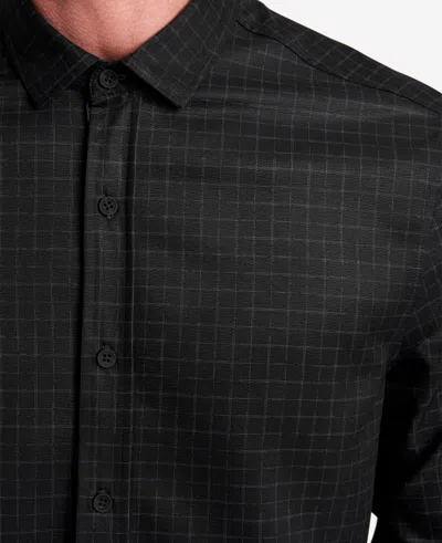Kenneth Cole Stretch Print Button-down Shirt In Black