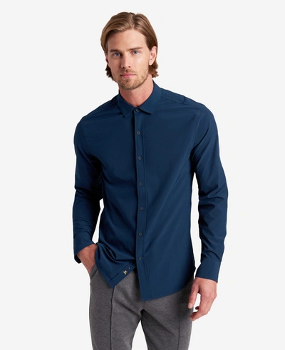 Shop Kenneth Cole Stretch Solid Button-down Shirt In Navy