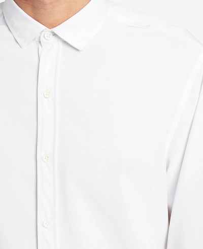 Kenneth Cole Stretch Solid Button-down Shirt In White